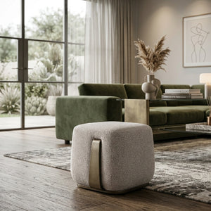   White Fabric Ottoman | Oroa.com