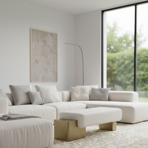   White Fabric Bench | Oroa.com