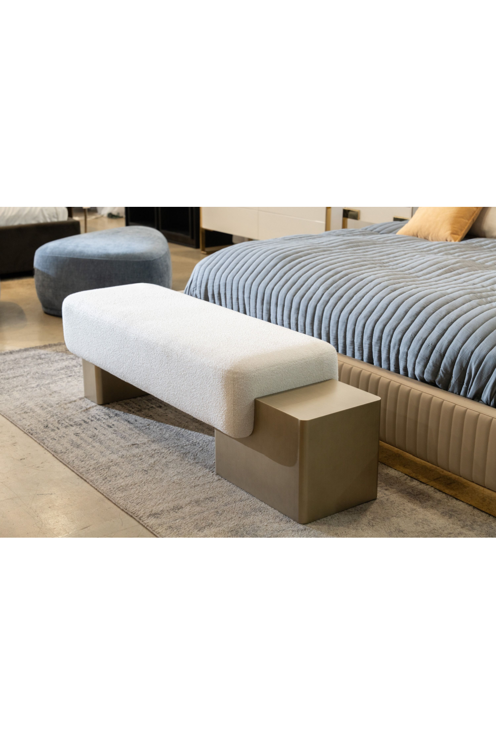   White Fabric Bench | Oroa.com