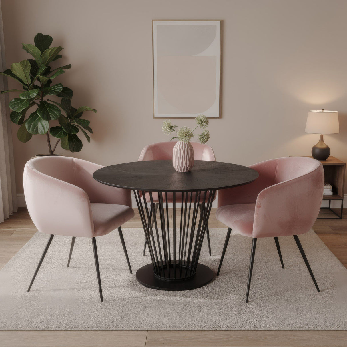   Black Oak Round Dining Table | Oroa.com