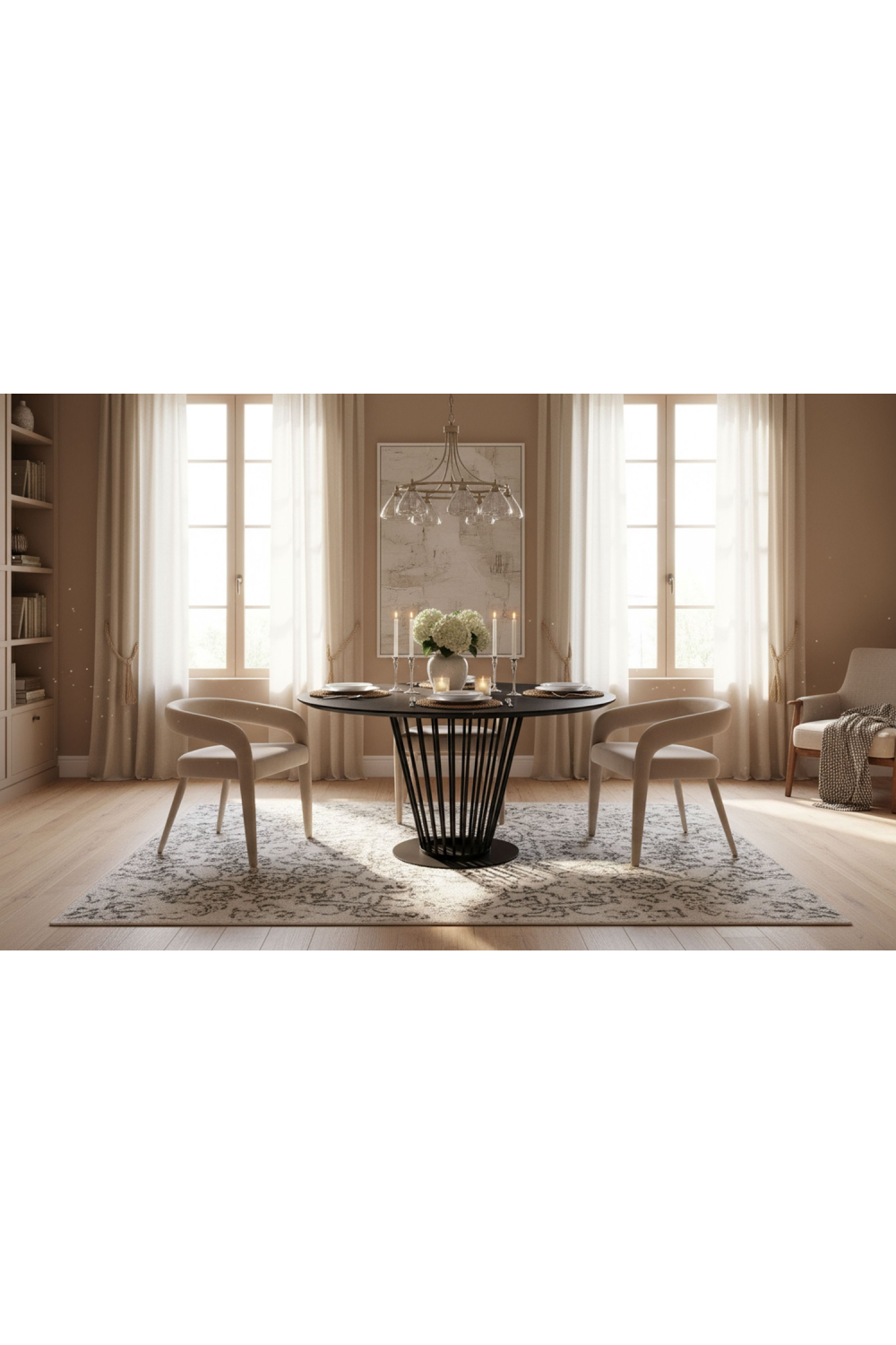   Black Oak Round Dining Table | Oroa.com