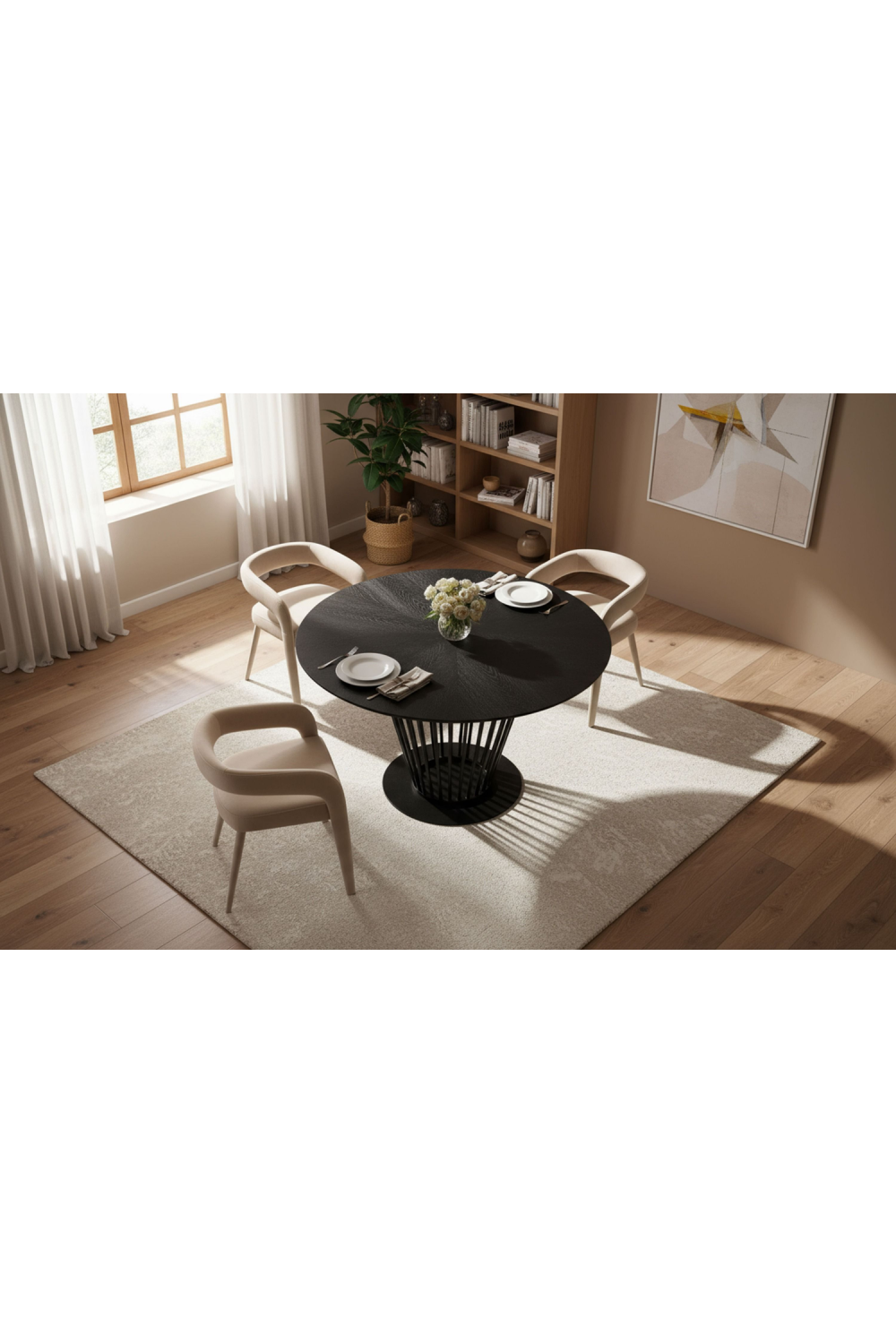  Black Oak Round Dining Table | Oroa.com