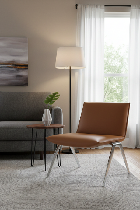   Brown Vegan Leather Accent Chair | Oroa.com