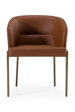   Curved Brown Leather Dining Chair | Oroa.com