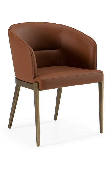   Curved Brown Leather Dining Chair | Oroa.com