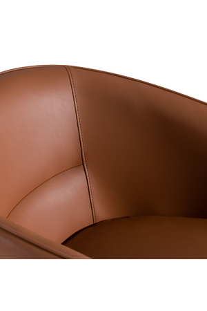   Curved Brown Leather Dining Chair | Oroa.com