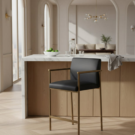   Black Vegan Leather Counter Chair | Oroa.com