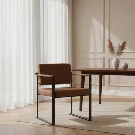   Brown Vegan Leather Dining Chair | Oroa.com