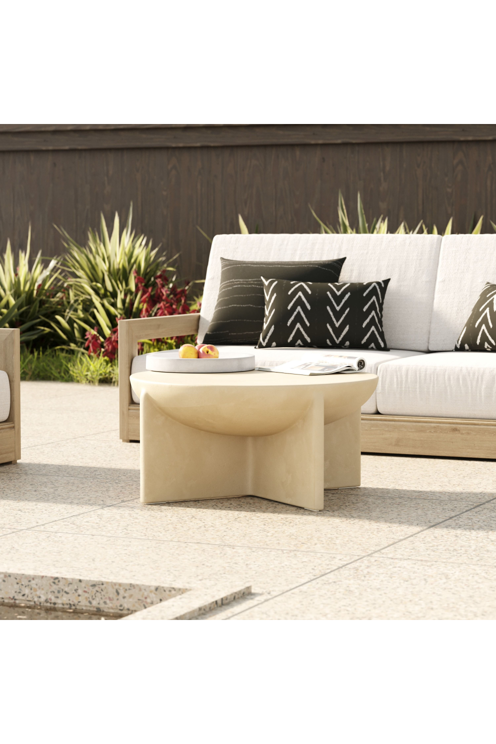   Beige Concrete Round Coffee Table | Oroa.com
