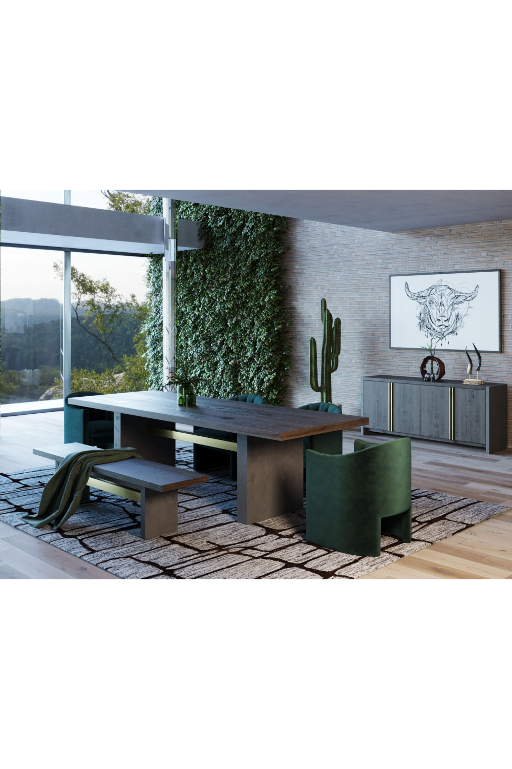   Gray Concrete Dining Bench | Oroa.com