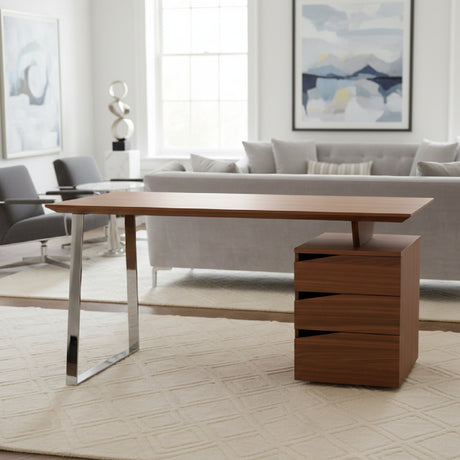   3-Drawer Walnut Desk | Oroa.com