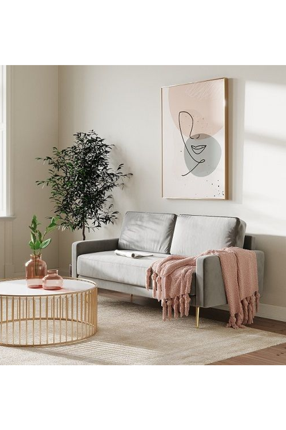   Gray Velvet 2-Seater Sofa | Oroa.com