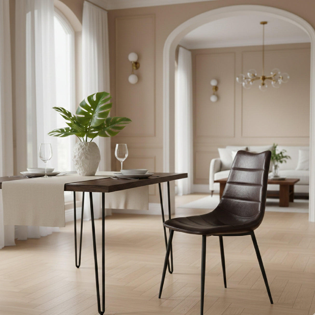   Brown Vegan Leather Dining Chairs (2) | Oroa.com