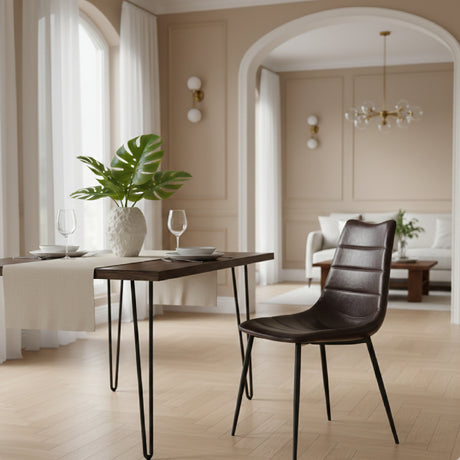   Brown Vegan Leather Dining Chairs (2) | Oroa.com