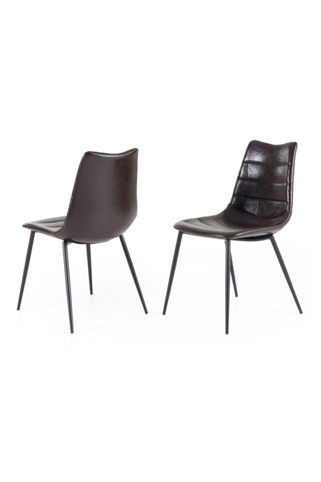   Brown Vegan Leather Dining Chairs (2) | Oroa.com
