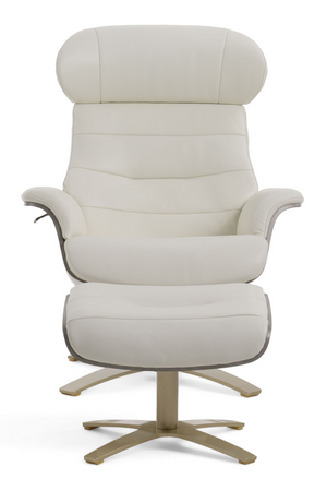   Gray Leather Swivel Chair and Ottoman | Oroa.com