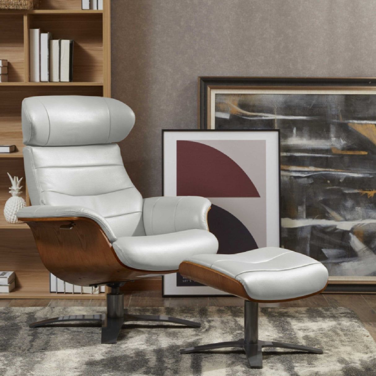   Gray Leather Swivel Chair and Ottoman | Oroa.com