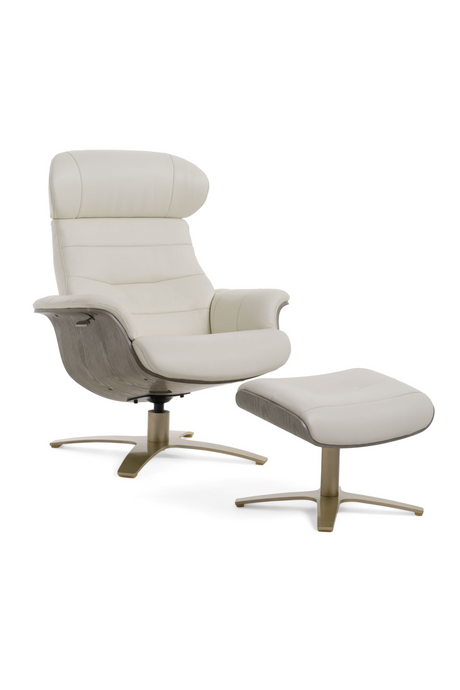   Gray Leather Swivel Chair and Ottoman | Oroa.com