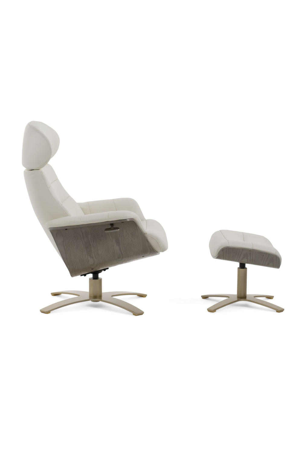   Gray Leather Swivel Chair and Ottoman | Oroa.com