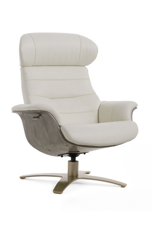   Gray Leather Swivel Chair and Ottoman | Oroa.com