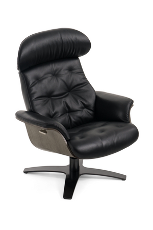  Black Leather Lounge Chair & Ottoman | Oroa.com