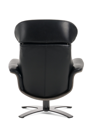   Black Leather Lounge Chair & Ottoman | Oroa.com