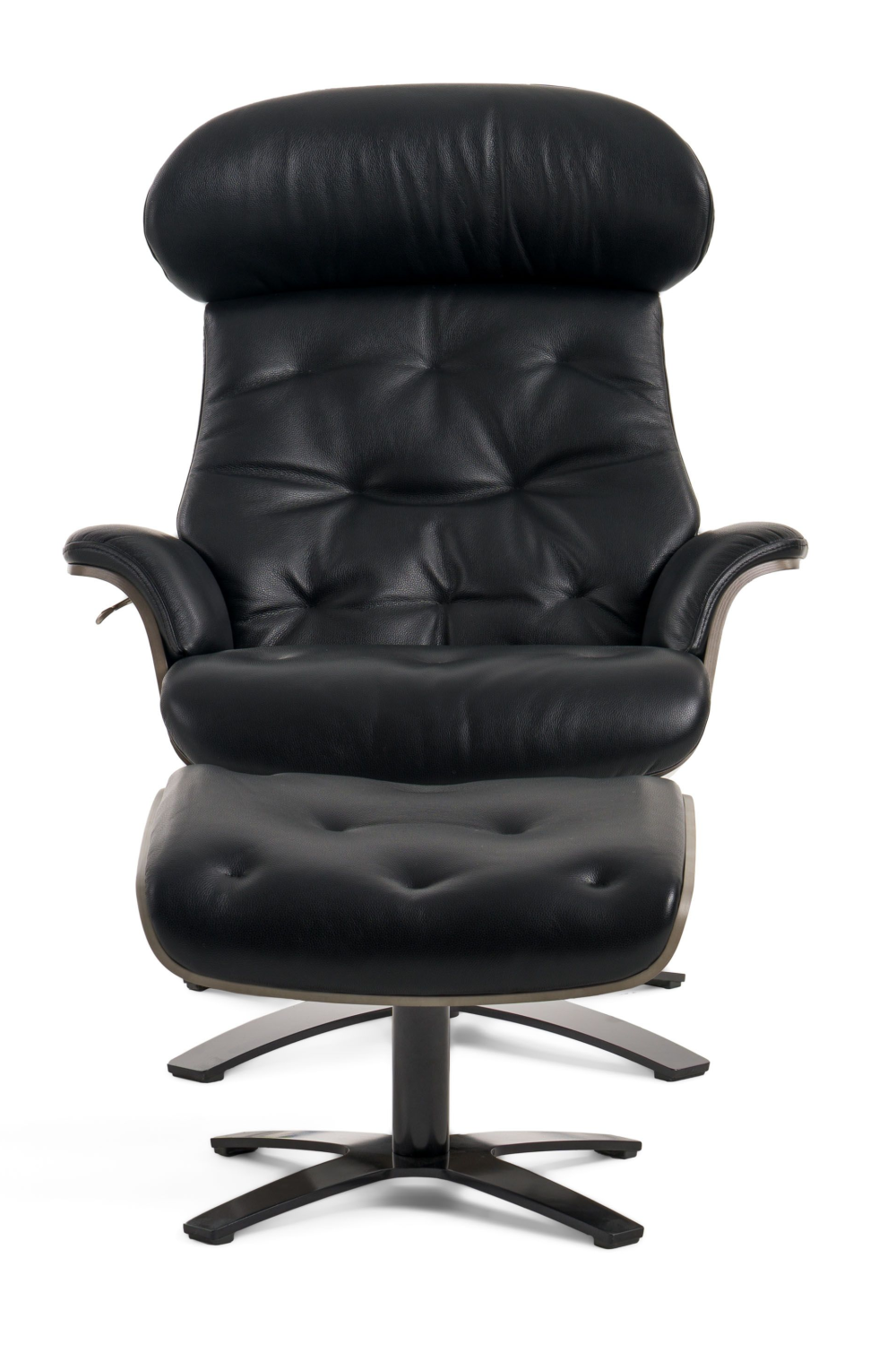   Black Leather Lounge Chair & Ottoman | Oroa.com