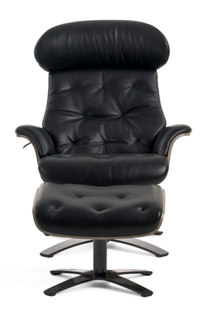   Black Leather Lounge Chair & Ottoman | Oroa.com