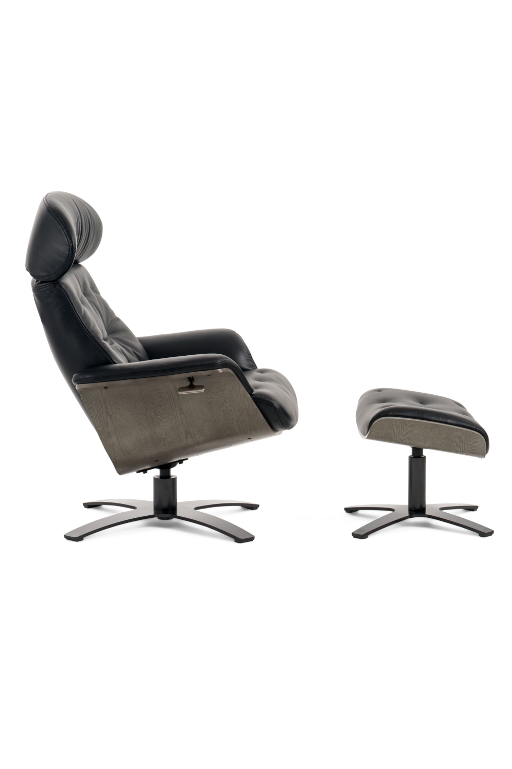   Black Leather Lounge Chair & Ottoman | Oroa.com