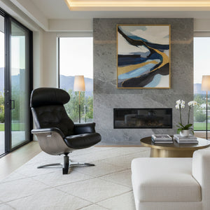   Black Leather Lounge Chair & Ottoman | Oroa.com