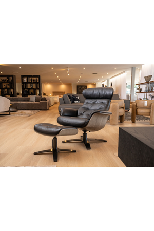   Black Leather Lounge Chair & Ottoman | Oroa.com