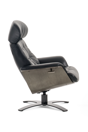   Black Leather Lounge Chair & Ottoman | Oroa.com
