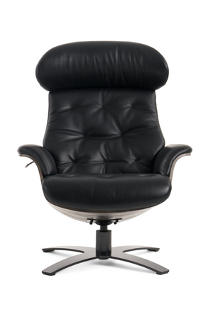   Black Leather Lounge Chair & Ottoman | Oroa.com