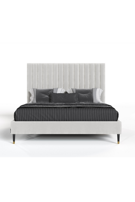   White Velvet Pleated Bed | Oroa.com