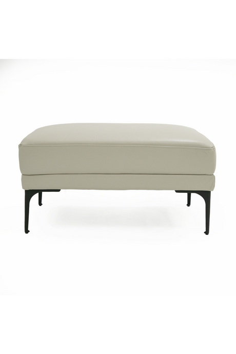   Gray Leather Rectangular Ottoman | Oroa.com