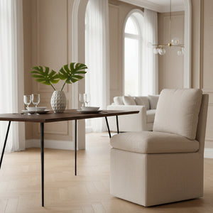   Beige Wheeled Dining Chair | Oroa.com