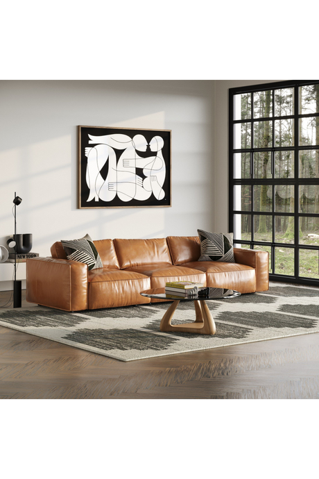   Brown Leather 3-Piece Sofa | Oroa.com