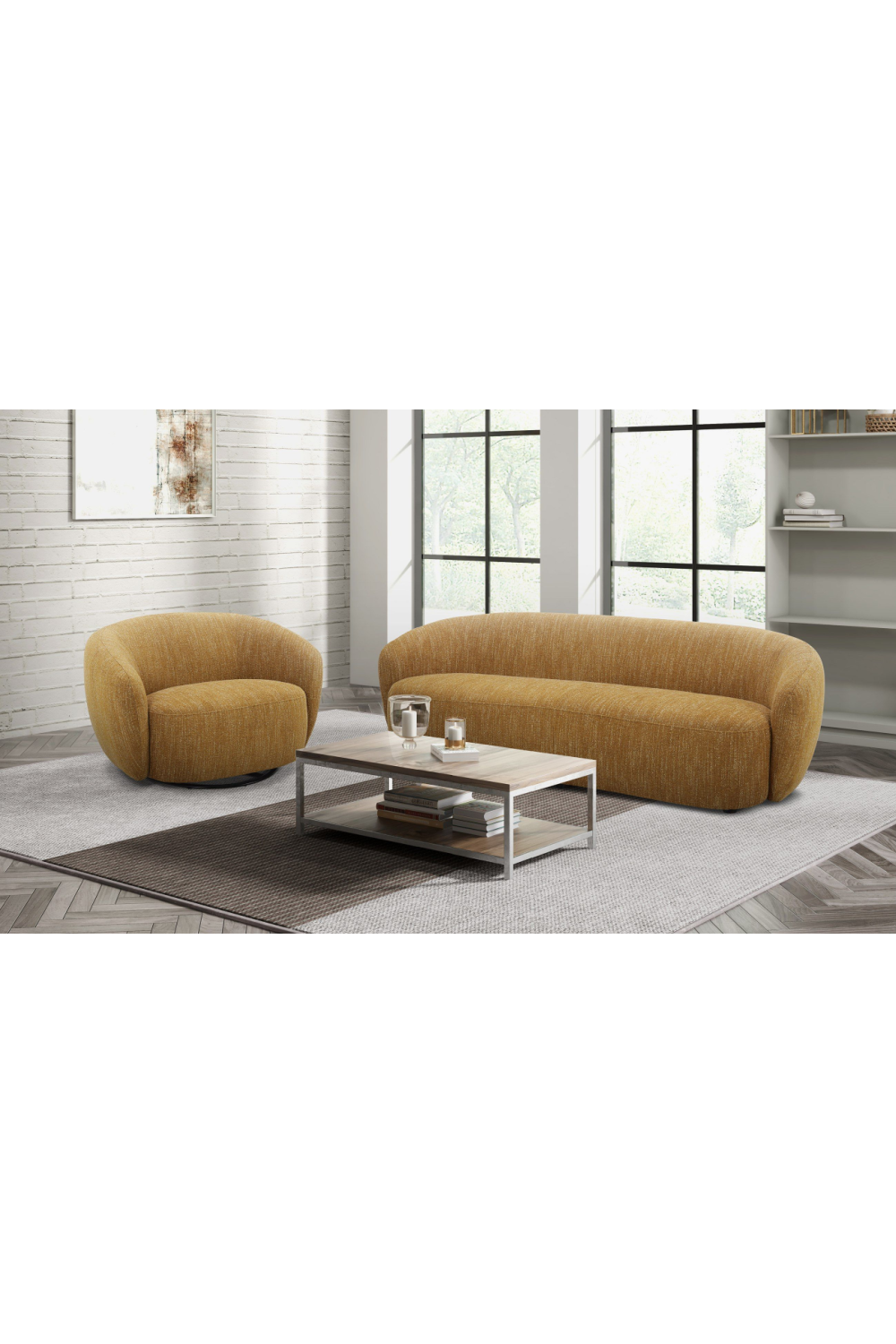   Yellow Curved Swivel Chair | Oroa.com