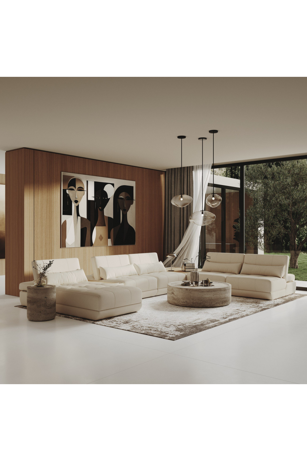   White Leather 7-Piece Modular Sofa | Oroa.com