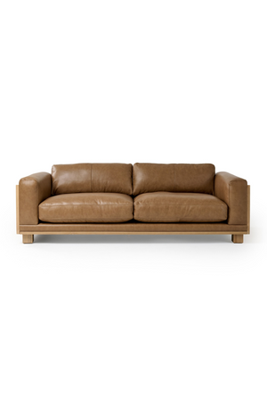  Tan Leather Wicker Sofa | Oroa.com