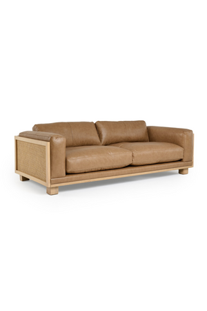   Tan Leather Wicker Sofa | Oroa.com