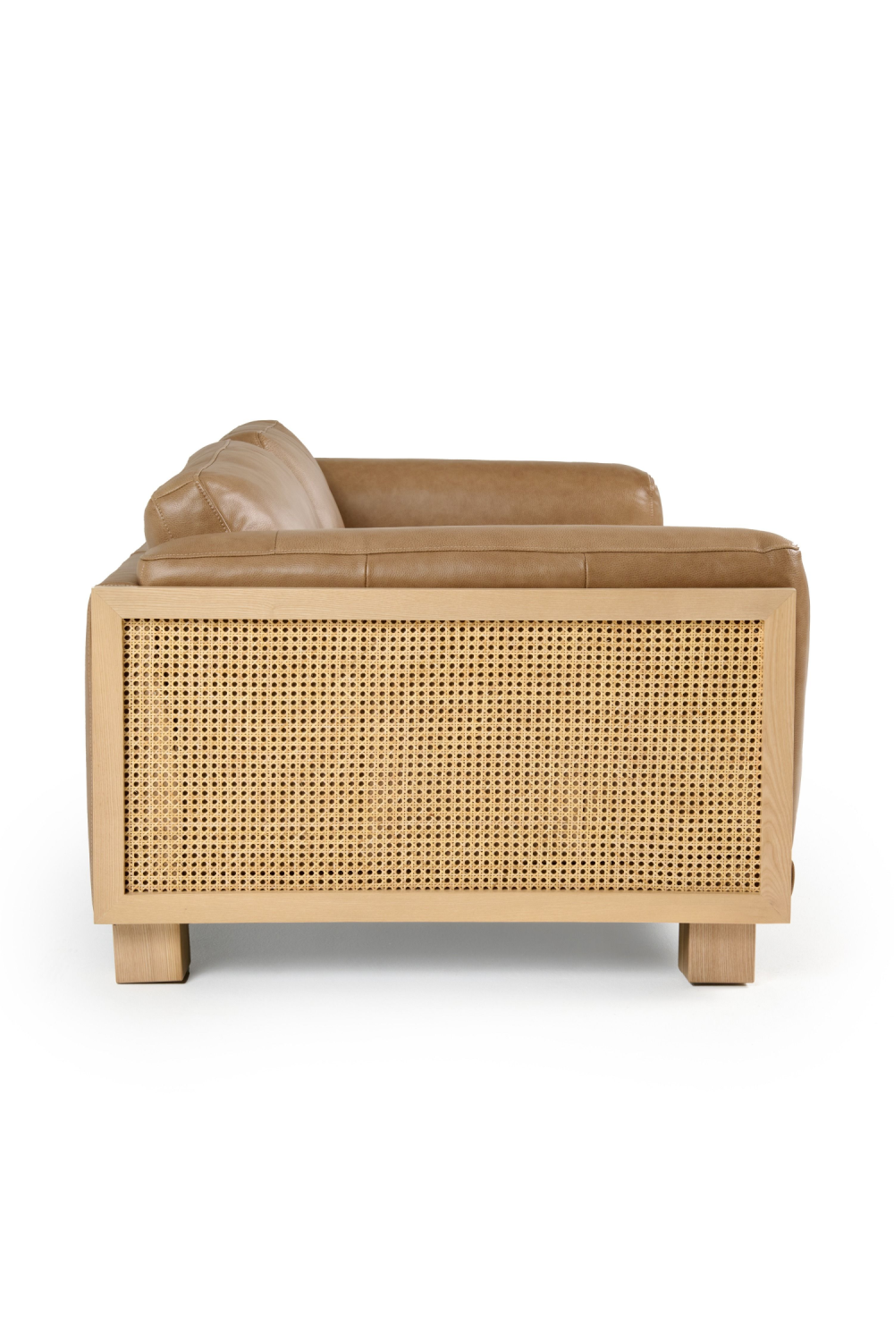   Tan Leather Wicker Sofa | Oroa.com