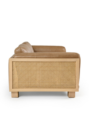   Tan Leather Wicker Sofa | Oroa.com