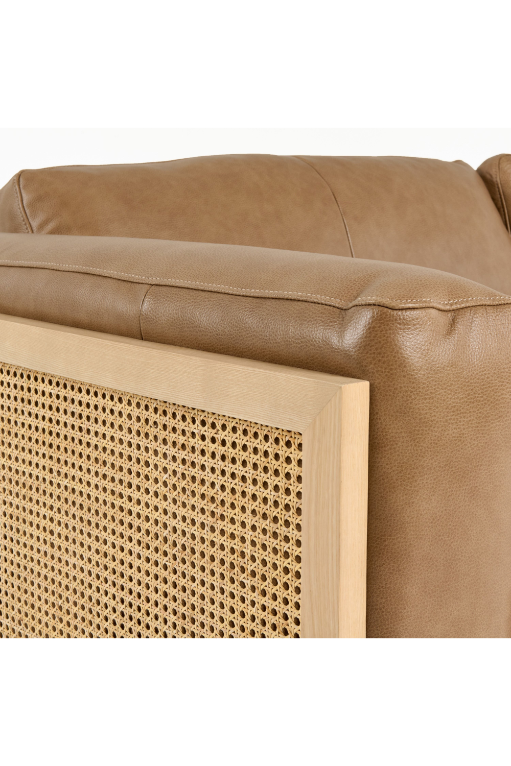   Tan Leather Wicker Sofa | Oroa.com