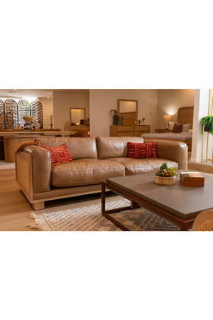   Tan Leather Wicker Sofa | Oroa.com