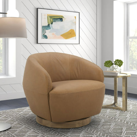   Tan Leather Swivel Accent Chair | Oroa.com