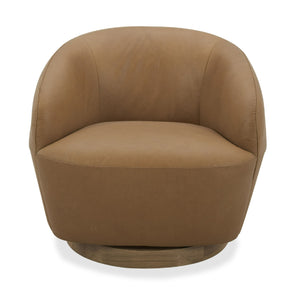  Tan Leather Swivel Accent Chair | Oroa.com