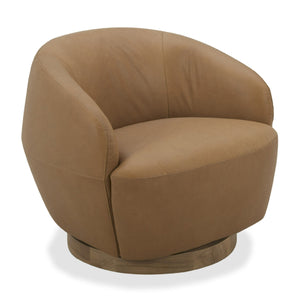   Tan Leather Swivel Accent Chair | Oroa.com