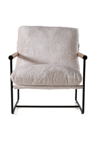   Wood-Armed Beige Accent Chair | Oroa.com
