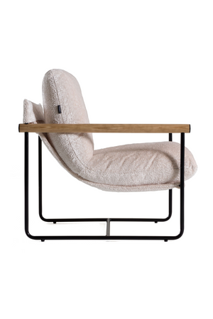   Wood-Armed Beige Accent Chair | Oroa.com